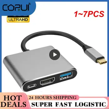  1 ~ 7PCS адаптер кабел 4k 3 в 1 кабел конвертор зареждане адаптер тип-c сплитер докинг станция тип C към HDMI-съвместим