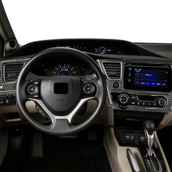 10PCS въглеродни влакна инструмент панел подстригване стикер защитен капак интериорни аксесоари за Honda Civic 9 купе седан 2013-2015