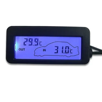 1pc Универсален 12V автомобилен цифров LCD дисплей Термометър Вътре Външен температурен метър Автоматичен електронен часовник за яркост

