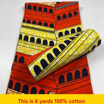2022 Висококачествена африканска восъчна тъкан Stretch Анкара печат Brode памук материал обвивка Нова златна линия модел за шиене 6Yards