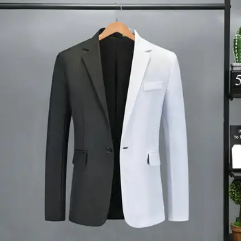2023 Мода Нови мъжки ежедневни контрастен цвят бизнес плътен цвят двуреден костюм яке блейзъри палто