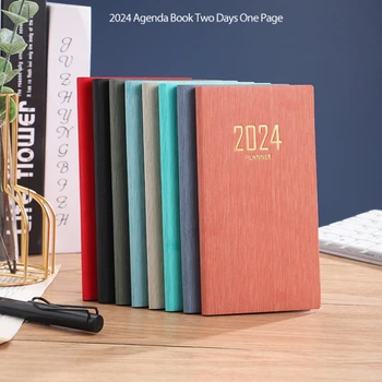 2024 A7 Английски график книга лазер колоритен бележник тънък седмичен календар план книга дневник бележник корейски канцеларски материали