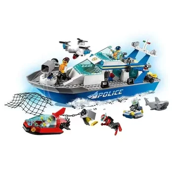 276pcs Тухли DIY играчка град полиция патрул лодка сграда блок играчки съвместими Lepining 60277 Играчки за деца Коледни подаръци