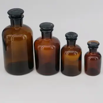 30ml 60ml 125ml 250ml 500ml 1000ml 2500ml кафяво стъкло тясна уста бутилка с Stooper лаборатория химия стъклария