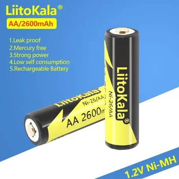 4-24PCS LiitoKala Ni-26 / AA 1.2V 2600mAh Ni-MH AA акумулаторна батерия за фенерче играчка камера AA предварително заредена батерия
