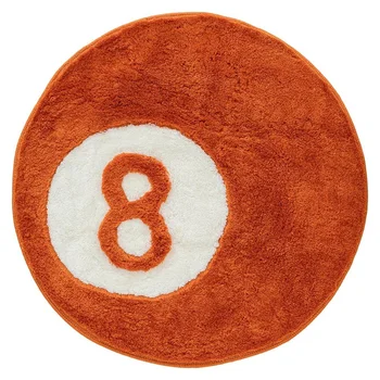 8 топка килим, кръгла килим за 8 топка декор, миещи се хладни осем топка килим за спалня хол, черен кръг килим