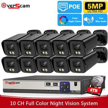 8CH 5MP комплект за видеонаблюдение Външна POE система за видеонаблюдение Colot Night Vision 10CH 4K POE NVR рекордер комплект XMEYE P2P