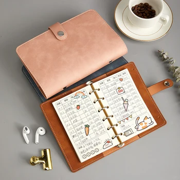 A6 PU кожена тетрадка бюджет класьор ключалката хлабав лист малък преносим джоб линия празно да се направи списък хартия дневник плановик бележник