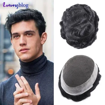 Australia Mens Toupee Human Hair Pieces Unit for Men French Lace Male Wig System Natural Replacement Toupee Prosthesis