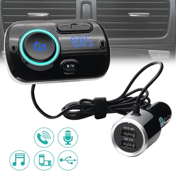 Car Bluetooth 5.0 FM трансмитер AUX Handsfree безжична музика радио аудио модулатор MP3 плейър USB адаптер за бързо зареждане Dongle