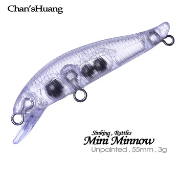 Chan'sHuang 20PCS Небоядисани заготовки стръв 55mm 3g потъващи дрънкалки Mini Minnow DIY ръчно изработени изкуствени риболовни примамки