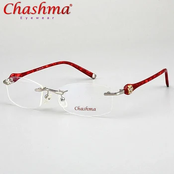 Chashma марка дизайнер ултра леки очила без рамки очила женски рецепта очила качество титанов рамки за жени