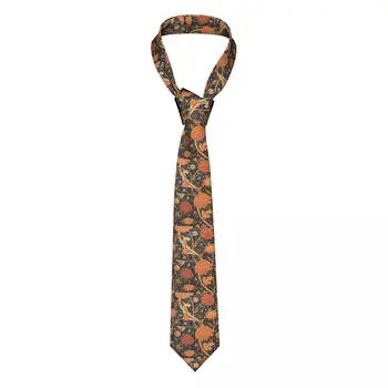 Custom William Morris Orange Cray Floral Art Tie Men Formal Silk Textile Pattern Necktie for Wedding