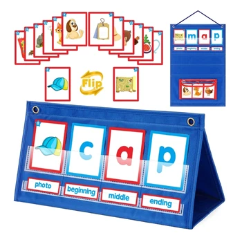 CVC Word Builder Desktop Pocket Chart CVC Word Spelling Games Карти за обучение по грамотност Монтесори образователна играчка за деца