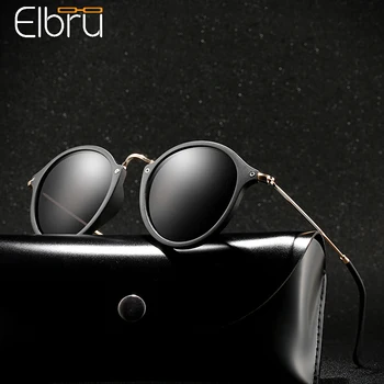 Elbru Реколта кръг поляризирани слънчеви очила цветни сенници очила мода метал ourdoor очила аксесоари за мъже&жени