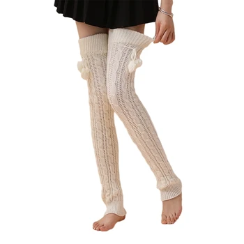 Girls Leg Warmers for Winter Anime JK Girls Over the Knee Socks Long Warm Leg Covers Knit Breathable Stockings