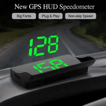 Head Up дисплей GPS HUD цифров скоростомер Plug и Play за всички автомобили Голям шрифт KMH проектор за предно стъкло Аксесоари за кола