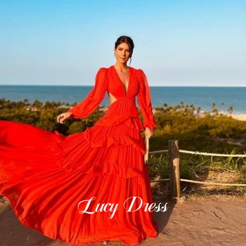 Lucy Елегантни рокли Дълги парти рокли за бала Шифон банкетна рокля парти вечер елегантен лукс знаменитост линия червено 2024