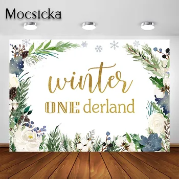 Mocsicka Winter Onederland Party Backdrops Baby 1st Birthday Party Snowflake Winter First Birthday Decorations Photo Background