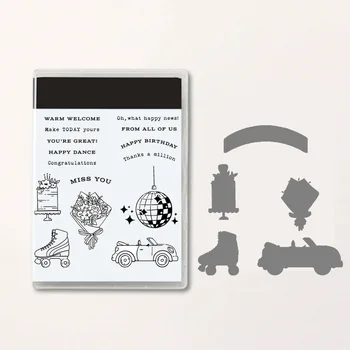 New Arrival Car Stamp Metal Cutting Dies Sets and Clear Stamps for DIY Scrapbooking Card Crafts Making Photo Album Decor
