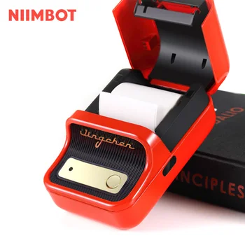 Niimbot B21 червен етикет принтер преносим ръчен термопринтер мини баркод QR код стикер хартия цвят ролки производител кабел