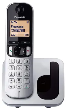 Panasonic KX-TGC210-безжичен стационарен телефон (LCD, идентификация на обаждащия се, телефонен указател с 50 номера, навигационен клавиш, режим на ехо, намаляване на шума), сив/черен/бял, TGC21 единичен