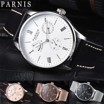 Parnis 41.5 Мощност обратен автоматичен мъжки момче ръчен часовник дата индикатор малка секунда