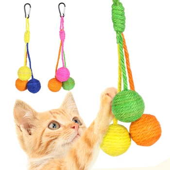 Pet Cat Sword конопена топка играчки, въжена топка, устойчива на ухапване прежда топка със звук и висяща струна