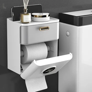 Punch-свободен тоалетна хартия притежателя кутия водоустойчив тъкан съхранение кутия баня багажник стена монтирани кухня баня съхранение притежателя
