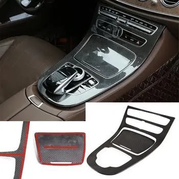 Real Carbon Fiber Central Console Gear Shift Panel Trim Fit For Mercedes Benz E-Class 2016-2018