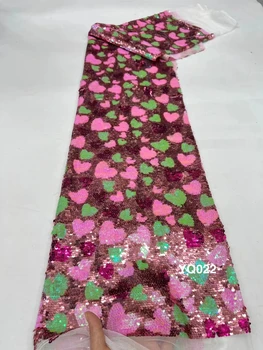 Sequins Net дантела плат 2024 високо качество африкански дантела нигерийски плат бродерия тюл окото Lc за сватбена рокля SF