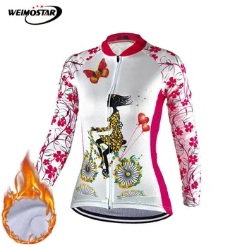 Weimostar Зимна колоездачна риза от Джърси Термично руно Велосипедно облекло Ropa Ciclismo Invierno Ветроупорен червен планински велосипед Джърси