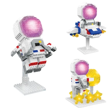 Астронавт микро градивни блокове космонавт дирижабъл ракета космонавт фигура диамант мини тухла играчки за коледни подаръци