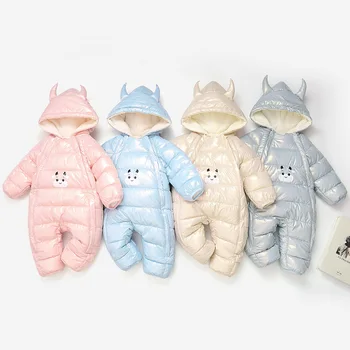 Бебешки зимни топли руно ританки за бебе момиче момчета облекло сгъсти гащеризон гащеризон Новородени бодита Костюми за бебета