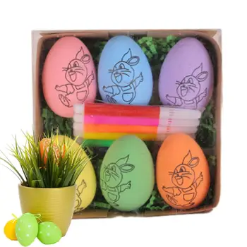 Великденски комплект за боядисване на яйца за деца DIY Doodle Kit Великденски занаяти DIY Великденска боя за яйца Комплект за декориране Подарък с 6 маркера Великден