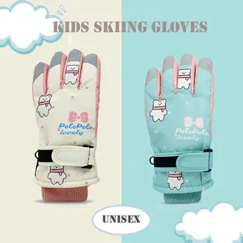 Ветроупорни детски ски ръкавици водоустойчив сняг сноуборд детски ръкавици за колоездене бебе момичета сгъстяват топли детски ски ръкавици