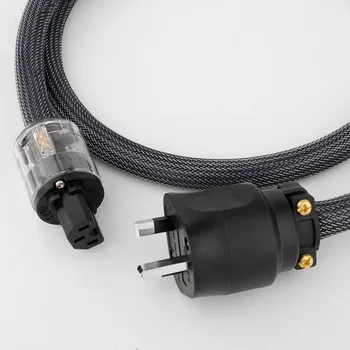 Висококачествен HIFI усилвател OFC чист меден родий покритие Великобритания захранващ кабел IEC AC женски мъжки захранващ кабел