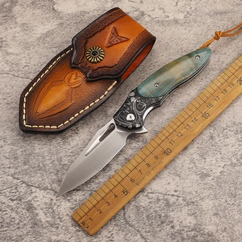  Висококачествен сгъваем нож от прахова стомана с висока твърдост за къмпинг и риболов на открито, лесен за носене EDC инструмент нож