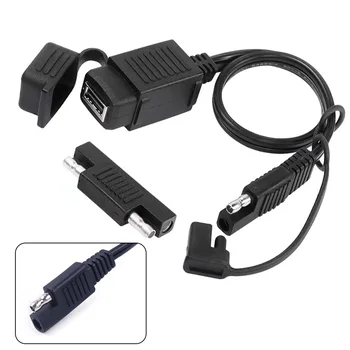 Водоустойчив мотоциклет SAE към USB кабел адаптер комплект за телефон GPS камера черни аксесоари за превозни средства