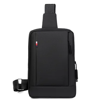 Водоустойчива случайна чанта за гърди Мъже Многофункционална анти-кражба USB зареждане Мъже Crossbody чанта Лачена кожа Travel Chest Bag Pack Mal