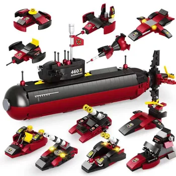 Военна ядрена подводница Военноморски кораби Корабни строителни блокове DIY бойни фигури тухли образователни играчки за деца момчета подарък