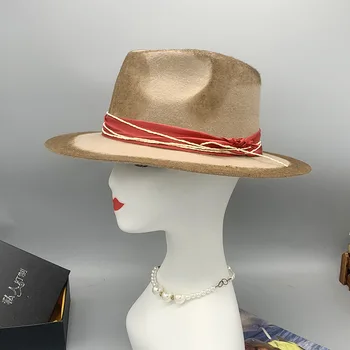 вълна fedora за жени мъже fedoras дама шапка филц църковна шапка унисекс bowknot джаз шапка за мъже и жени