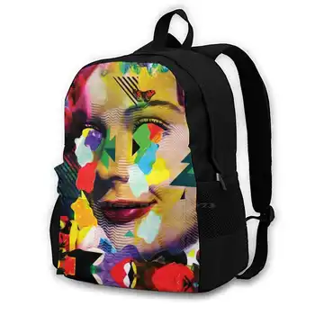 Голям капацитет мода раница лаптоп пътни чанти фотомонтаж фото изкуство колаж колаж изкуство графичен дизайн дамски желирани мечета