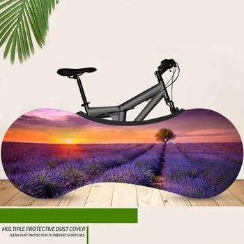 Голям лавандулов печат Велосипед колело Cover MTB пътни аксесоари за велосипеди Анти-прах колела рамка капак чанта за съхранение-естествен пейзаж