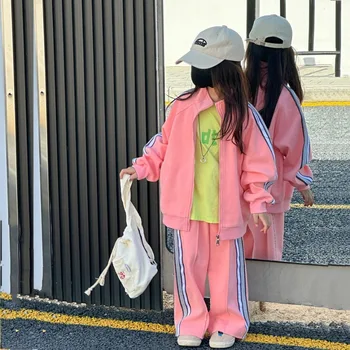 Детски комплекти момичета корейски причинно-следствена връзка пролет качулка две части детски дрехи мода хлабав пролет есента прилив