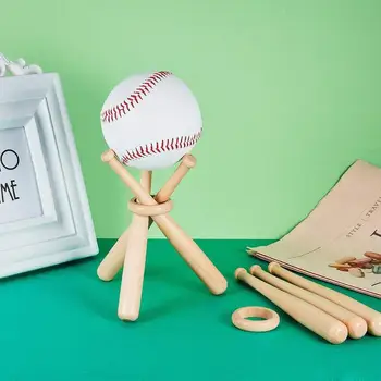 Дървена държач за бейзболни прилепи Мини бейзболна изложбена стойка Голф тенис топка Спортна топка за съхранение на спортни топки Творчески подарък Настолен декор