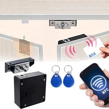 Електронно заключване на шкафа Smart NFC RFID брави Скрито DIY шкаф заключване с плъзгащо заключване за двойна врата шкаф чекмедже дърво