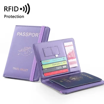 Жени Мъже RFID реколта бизнес паспорт покрива притежателя многофункционален ID банкова карта PU кожа портфейл случай пътуване аксесоари