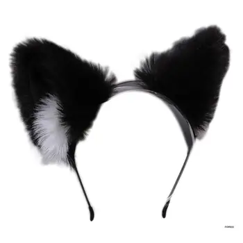 Жените реалистични космати животински уши лента за глава аниме косплей коса обръч