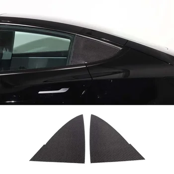 За 2023+ Tesla Model 3 меки въглеродни влакна кола стайлинг заден триъгълник стъклени щори панел стикер кола екстериорни аксесоари 2бр